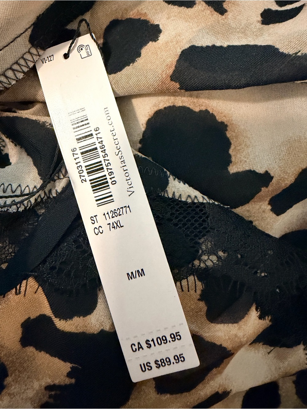 Victoria's Secret Leopard-Print Maxi Slip Dress with Black Lace - Picture 5 of 6